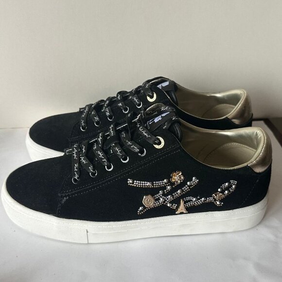 BRAND NEW KARL LAGERFELD LACED UP SUEDE SHIES SIZE 9.5 - Picture 2 of 4